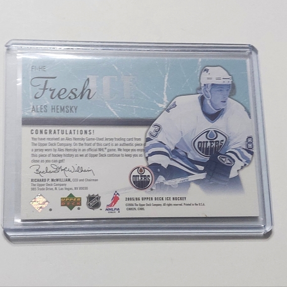 Ales Hemsky Fresh Ice Deck Jersey Hockey Card 2005/06 Edmonton Oilers - Picture 2 of 2